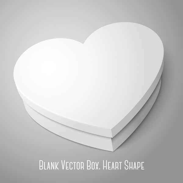 وکتور جعبه شکل قلب سفید خالی واقع گرایانه جدا شده در پس زمینه خاکستری برای روز ولنتاین یا عشق شما طراحی ارائه می دهد
