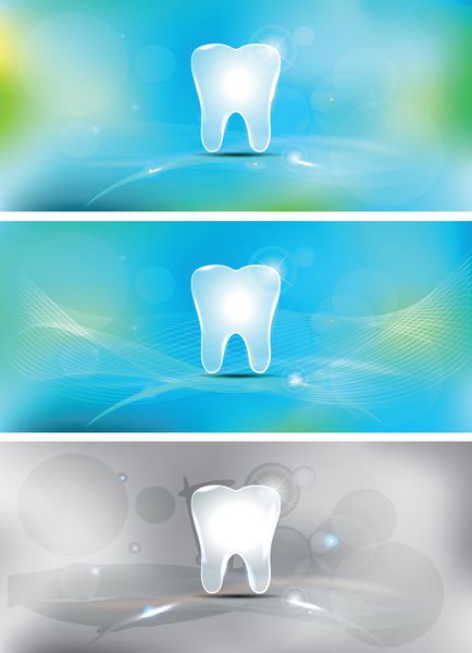 بنرهای دندانپزشکی آبی روشن و زیبا سه رنگ