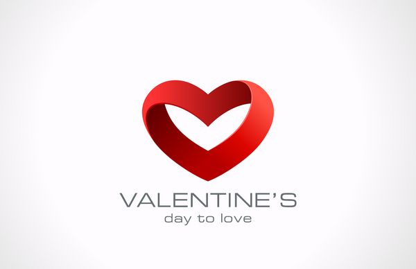 الگوی طراحی لوگو وکتور نوار قلب شکل حلقه دار مفهوم عشق بی نهایت برای st نماد روز ولنتاین