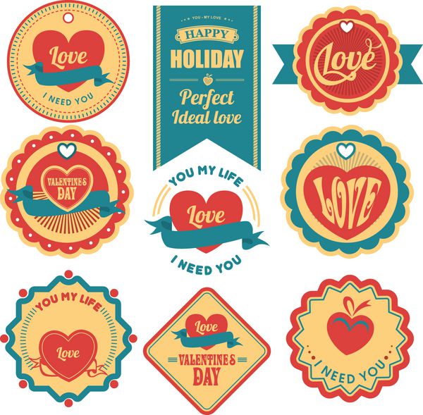 مجموعه ای متنوع از برچسب ها برای روز ولنتاین با کلمات و آرزوهای ولنتاین