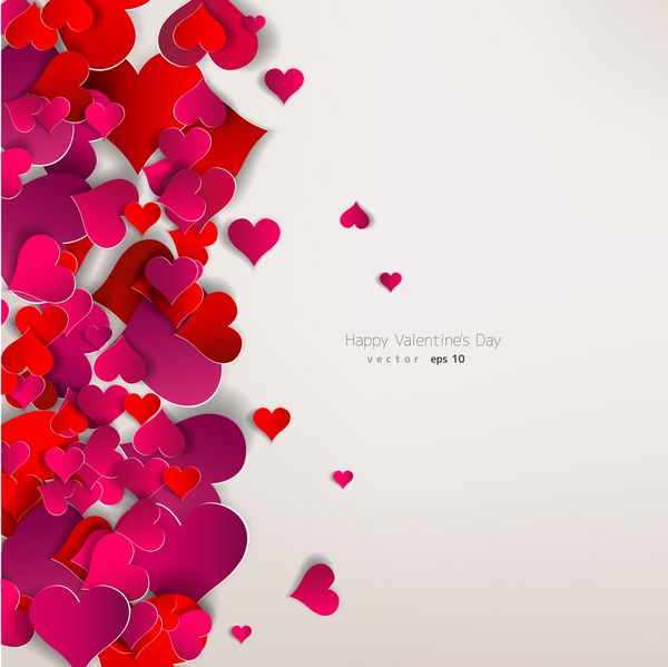 روز ولنتاین قلب های کاغذی انتزاعی عشق