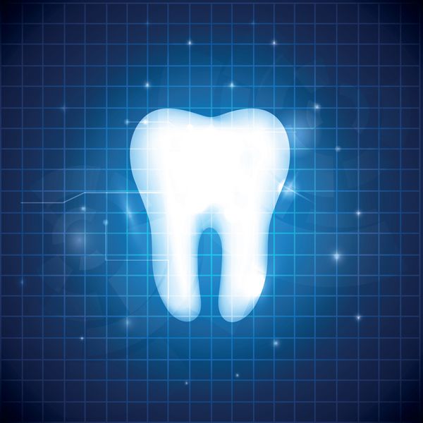 تصویر دندان سفید سالم طرح دندان آبی انتزاعی