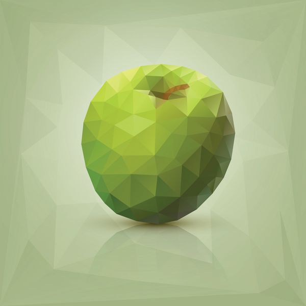 تصویر سیب سبز چند ضلعی مثلثی