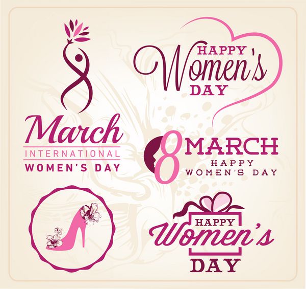 نشان ها و برچسب های روز زن مبارک تصاویر وکتور