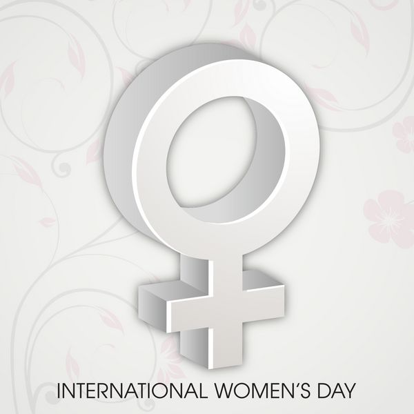مفهوم جشن روز جهانی زن با نماد زنان در پس زمینه خاکستری
