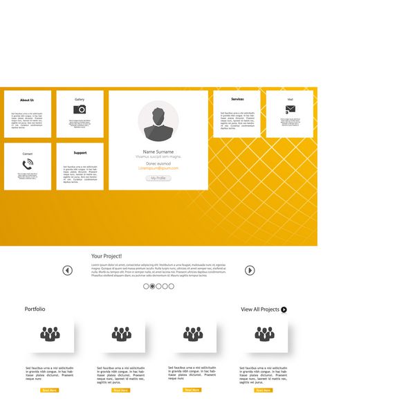 قالب طراحی سایت سفید و زرد