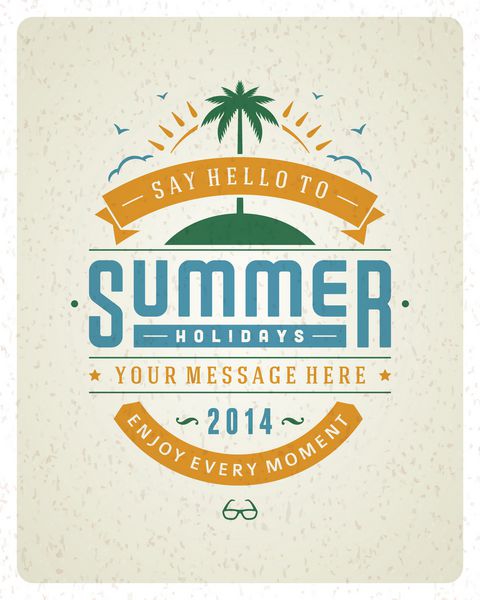 طرح پوستر تایپوگرافی وکتور تابستانی پیام تعطیلات تابستانی برای پس زمینه وکتور طرح شما