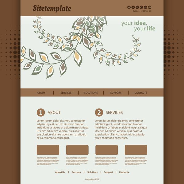 قالب وب سایت با طراحی انتزاعی سربرگ - الگوی تزئینی ارگانیک