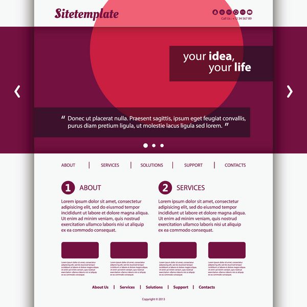 قالب وب سایت با طراحی هدر رنگارنگ Abstarct