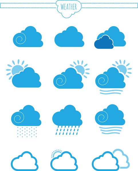 نمادهای وکتور ابرهای آب و هوا