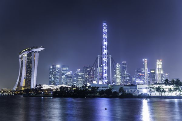 منظره شهری سنگاپور در شب