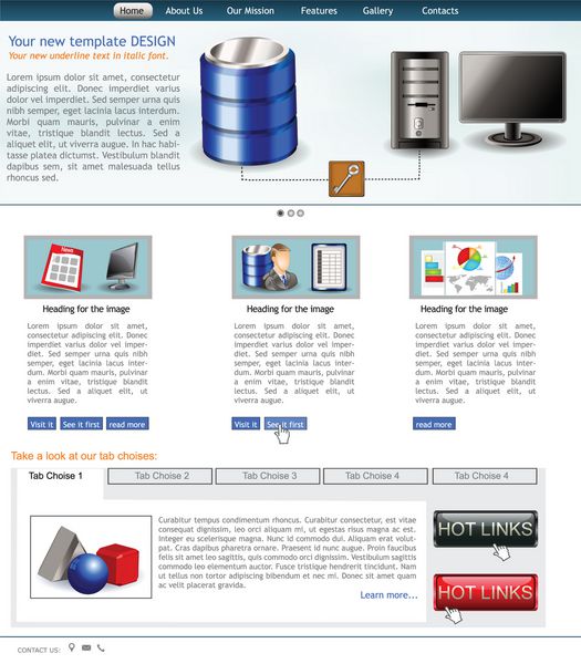 طراحی قالب وب سایت به همراه آیکون و تصاویر مرتبط با کامپیوتر