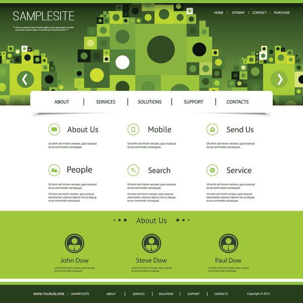 قالب وب سایت با طراحی سربرگ انتزاعی سبز