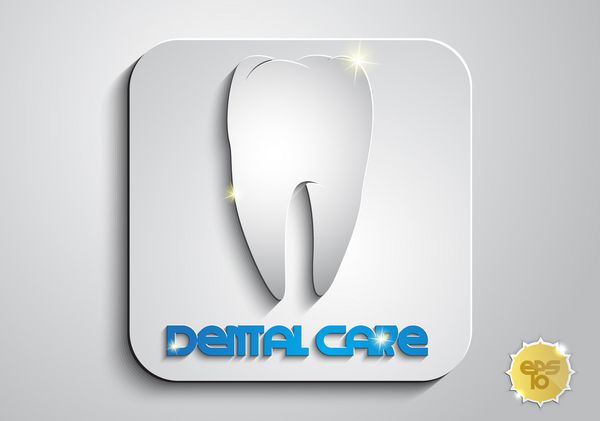 نماد سفید دندان و کتیبه مراقبت از دندان
