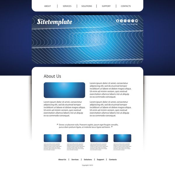 قالب وب سایت با طراحی سربرگ انتزاعی - خطوط موج