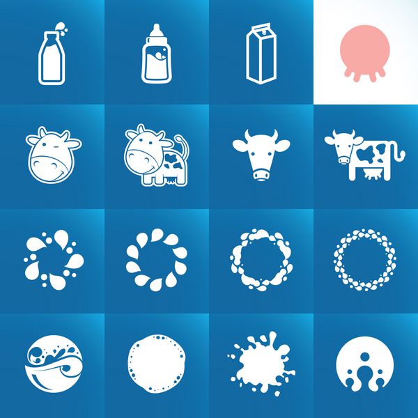 مجموعه ای از نمادها برای شیر اشکال و عناصر انتزاعی