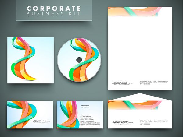 کیت هویت سازمانی حرفه ای یا کیت تجاری برای کسب و کار شما شامل طرح های جلد سی دی کارت ویزیت پاکت نامه و طرح های سر نامه است