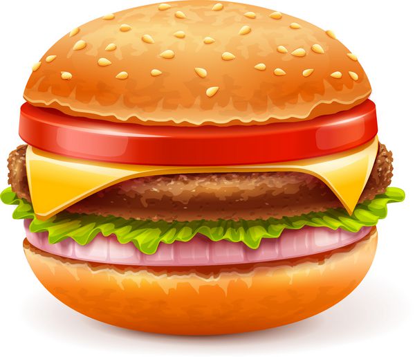 همبرگر جدا شده در زمینه سفید وکتور جدا شده در زمینه سفید