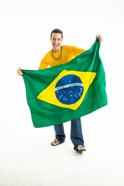 حامی طول باز کردن پرچم برزیل