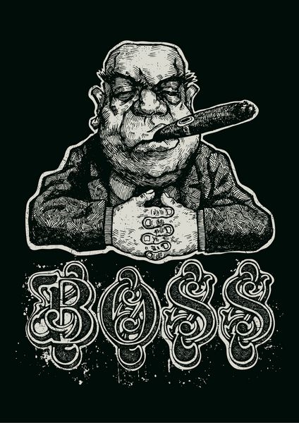 طراحی رترو Boss برای چاپ پوستر یا تی شرت با فونت Boss و قدیمی وکتور افکت گرانج در لایه جداگانه