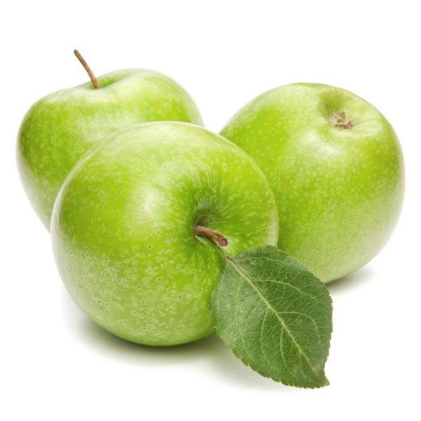 سیب سبز جدا شده روی سفید
