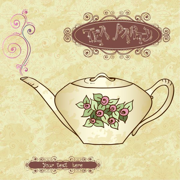 تصویر وکتور الگوی کارت دعوت مهمانی چای