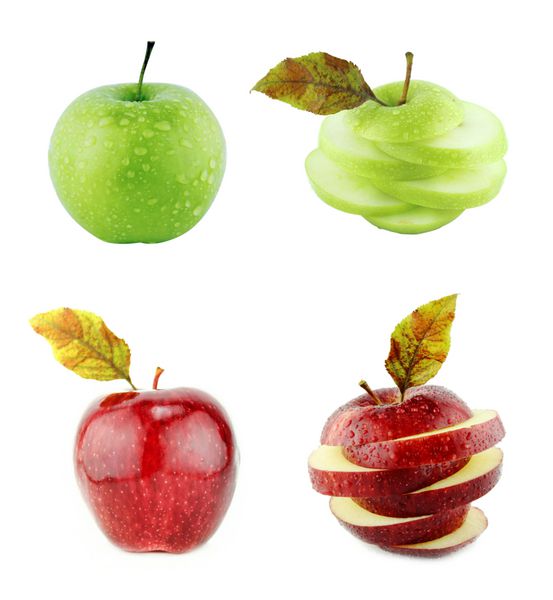 غذای سالم و ارگانیک ست سیب تازه قرمز و سبز
