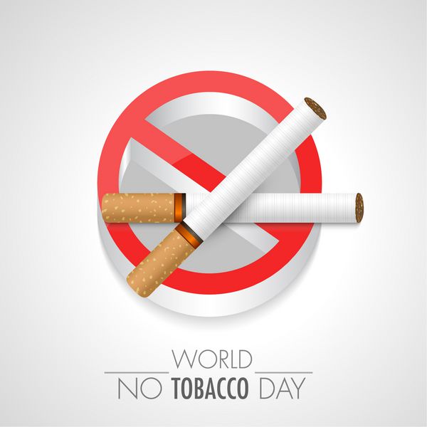 طراحی برچسب برچسب یا برچسب World No Smoking با سیگار روی پس‌زمینه خاکستری