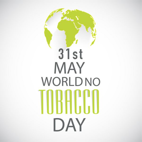 طرح پوستر بنر یا بروشور روز جهانی بدون دخانیات با متن شیک و کره زمین مادر در پس زمینه خاکستری