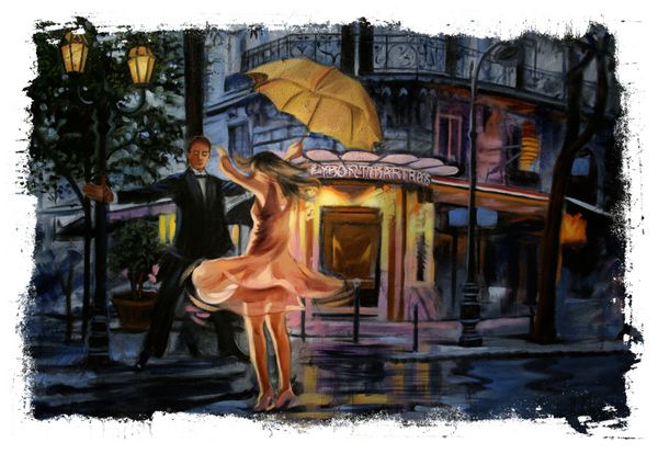 چتر خیابانی زوج رقصنده لبه های پاره شده