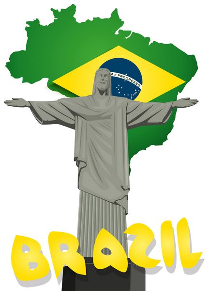 وکتور برزیل با مجسمه مسیح نجات دهنده
