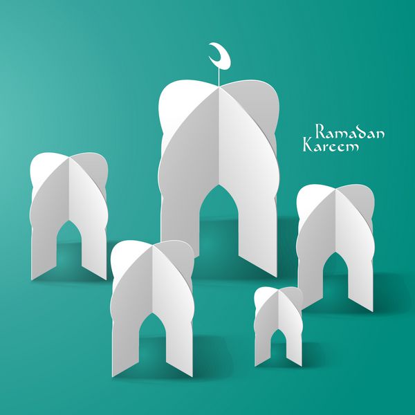 وکتور مجسمه کاغذی مسجد سه بعدی ترجمه رمضان کریم - سخاوتمندی شما را در ماه مبارک برکت دهد
