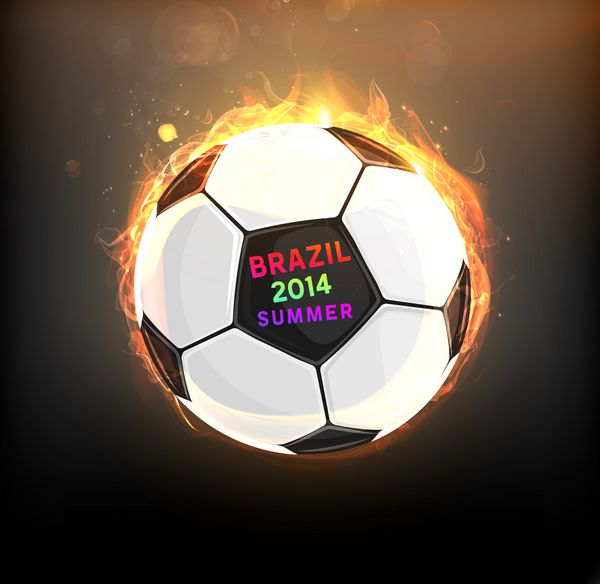 وکتور تابستان 2014 برزیل توپ فوتبال برای طراحی فوتبال توپ سوزان برای طرح های بنرهای روشن