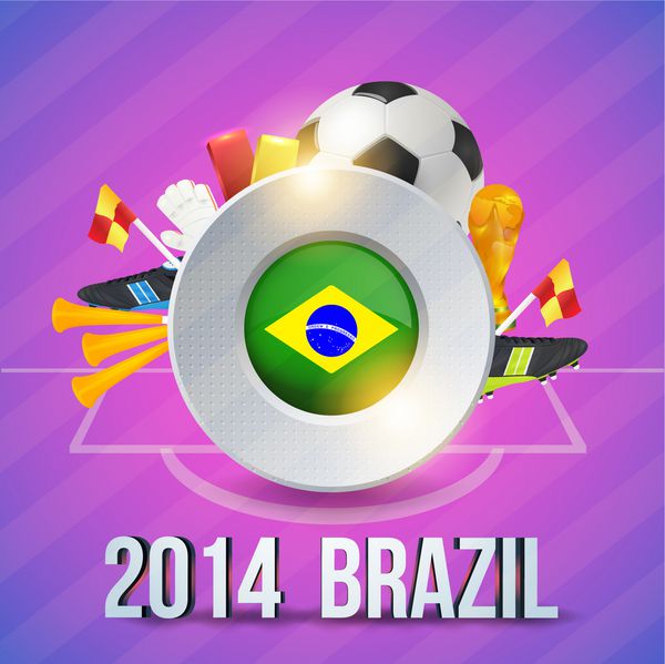 پس زمینه وکتور برزیل قالب پوستر رویداد فوتبال متن شیک 2014