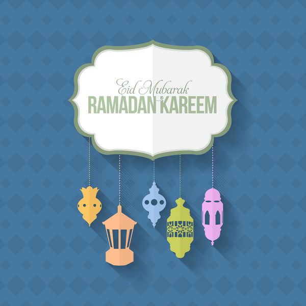 Ramadan Kareem - طرح وکتور تم شبهای مقدس اسلامی - عربی عید مبارک به انگلیسی مبارک باد