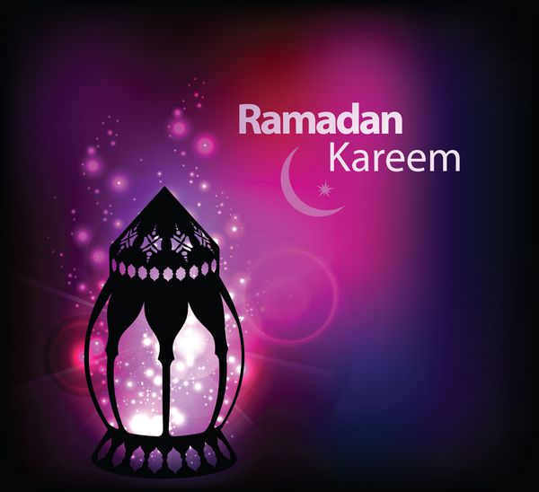 کارت تبریک ماه مبارک رمضان کریم کارت پستال وکتور الگو با لامپ پیچیده عربی چراغ ها پس زمینه روشن برای رمضان کریم و رویدادهای دیگر