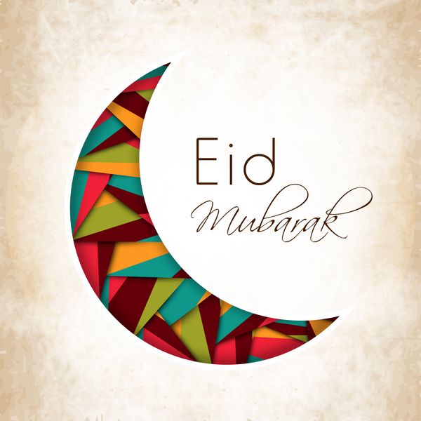 تصویر زیبا برای جشنواره جامعه مسلمانان عید مبارک با ماه و ستاره های آویزان