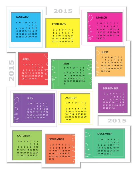 تقویم رنگارنگ برای سال 2015 وکتور