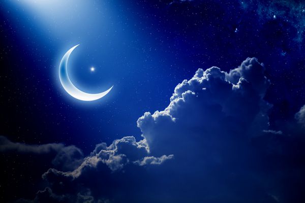 پس زمینه عید مبارک با ماه و ستاره ماه مبارک رمضان کریم عناصر این تصویر توسط ناسا ارائه شده است