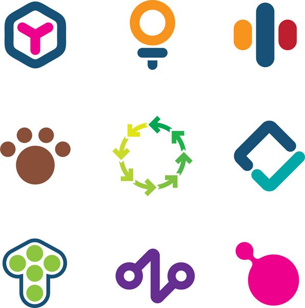مجموعه آیکون های لوگوی خلاقانه راه حل های سازگار با محیط زیست