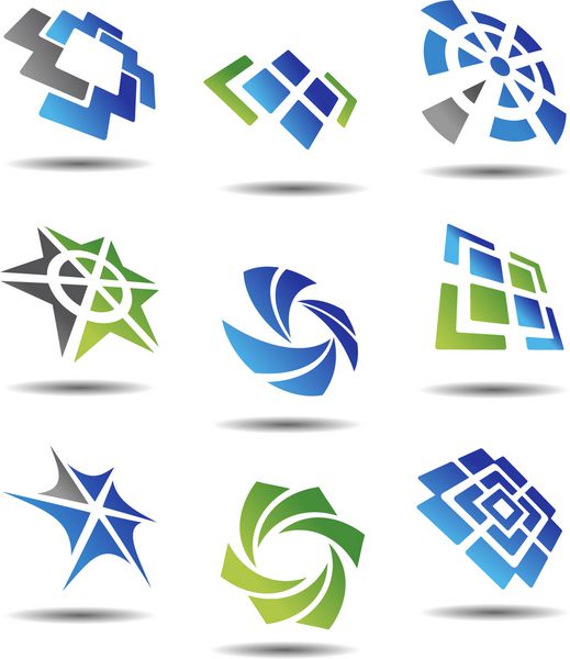 مجموعه ای از نمادهای انتزاعی مختلف برای طراحی - همچنین به عنوان نماد یا الگو نسخه Jpeg نیز در گالری موجود است