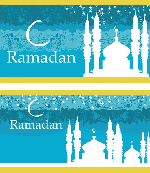 پس زمینه رمضان - وکتور کارت شبح مسجد