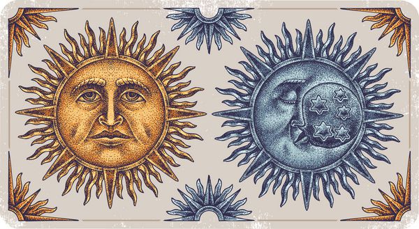 خورشید و ماه با دست طراحی شده است