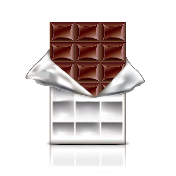 میله شکلات در وکتور واقع گرایانه با فویل جدا شده