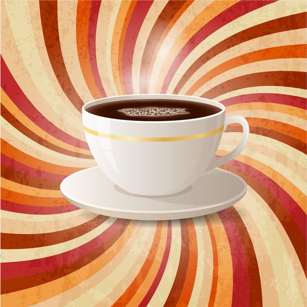قهوه در پس زمینه چرخشی رترو