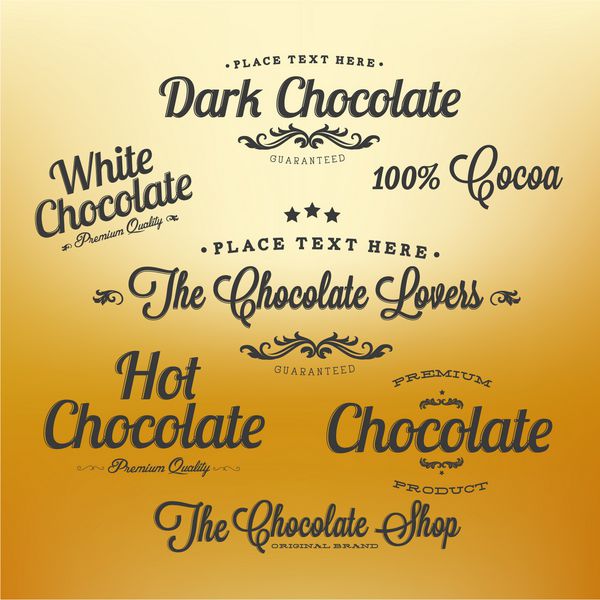 قاب ها و برچسب های شکلاتی سبک قدیمی نوارهای قدیمی حاشیه ها و مجموعه عناصر دیگر برای طراحی شکلات