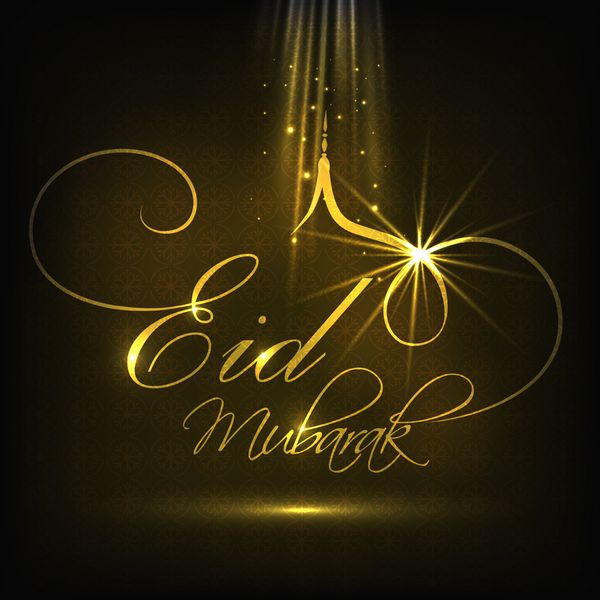 متن طلایی براق عید مبارک در زمینه سیاه برای جشن های عید مبارک جشنواره جامعه مسلمانان