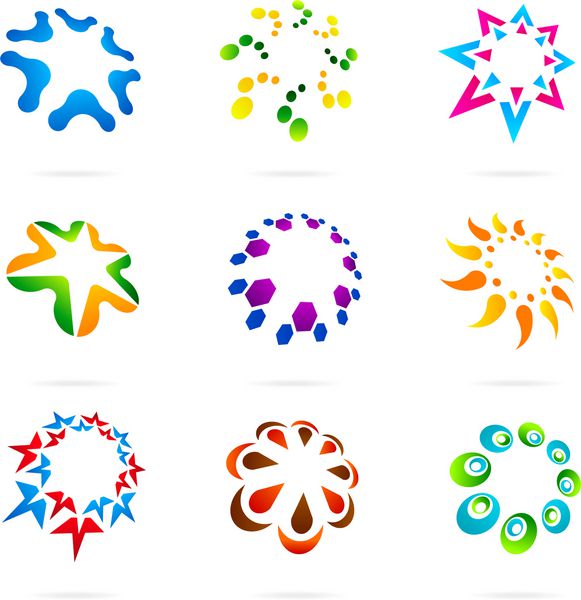 مجموعه ای از نمادهای انتزاعی رنگارنگ