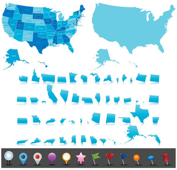 مجموعه نقشه ایالات متحده با نمادهای GPS