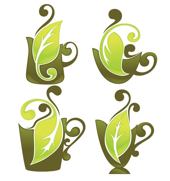 چای سبز مجموعه وکتور فرم ها نمادها و تصاویر
